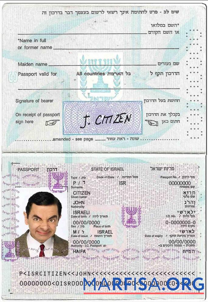 Downloadable Israel passport (1992 2013) download for verification